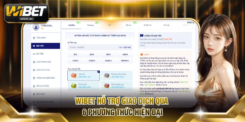 WIBET hỗ trợ giao dịch qua 6 phương thức hiện đại